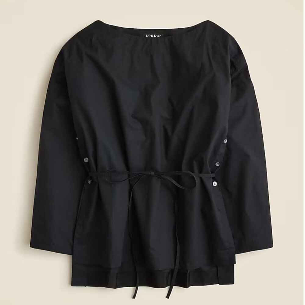 NWT J.Crew Ciel Top in Cotton Poplin in Black
